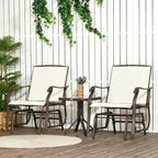 3 Piece Outdoor Glider Chair with Coffee Table Bistro Set, Cream White
