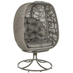 Swivel Egg Chair with Cushions & Foldable Basket Seat, Sand Brown