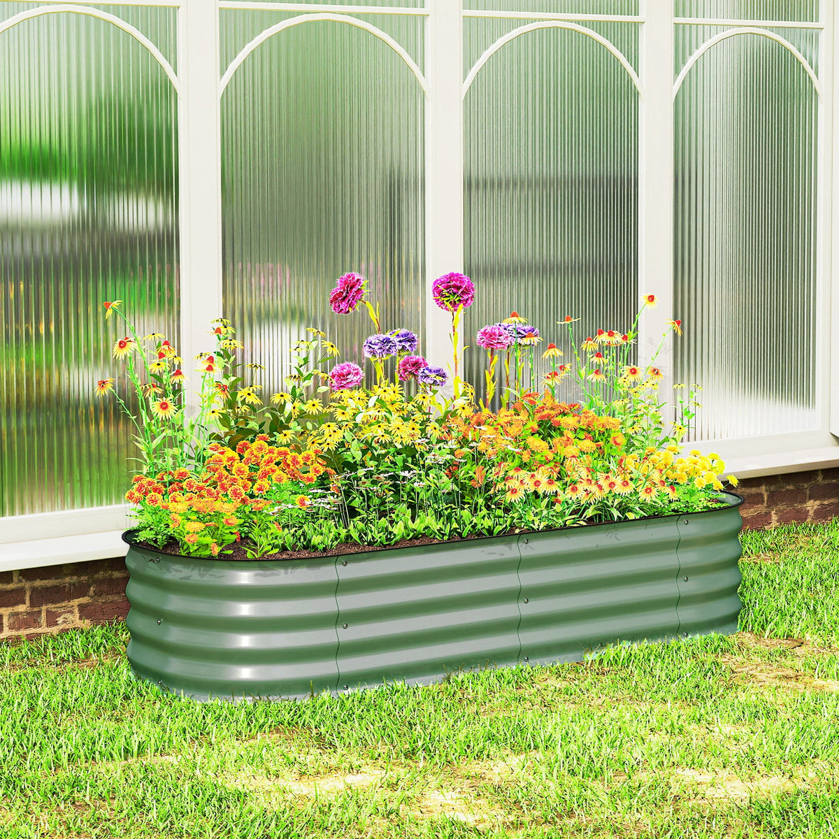 5' x 2' x 1' Galvanized Raised Garden Bed Kit, Green