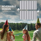 9' x 18' Reversible Outdoor RV Rug with Carry Bag for Backyard, Striped, Grey & White