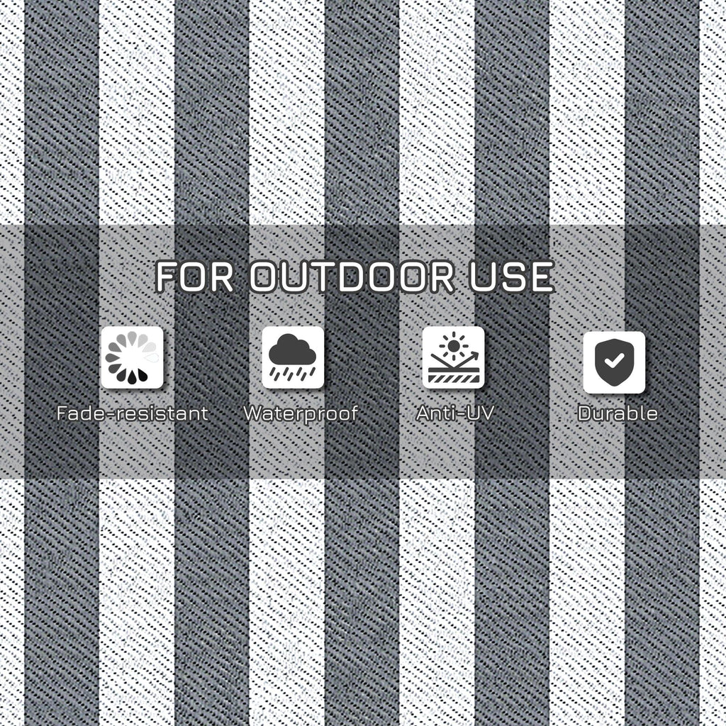 9' x 18' Reversible Outdoor RV Rug with Carry Bag for Backyard, Striped, Grey & White