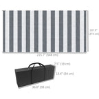 9' x 18' Reversible Outdoor RV Rug with Carry Bag for Backyard, Striped, Grey & White