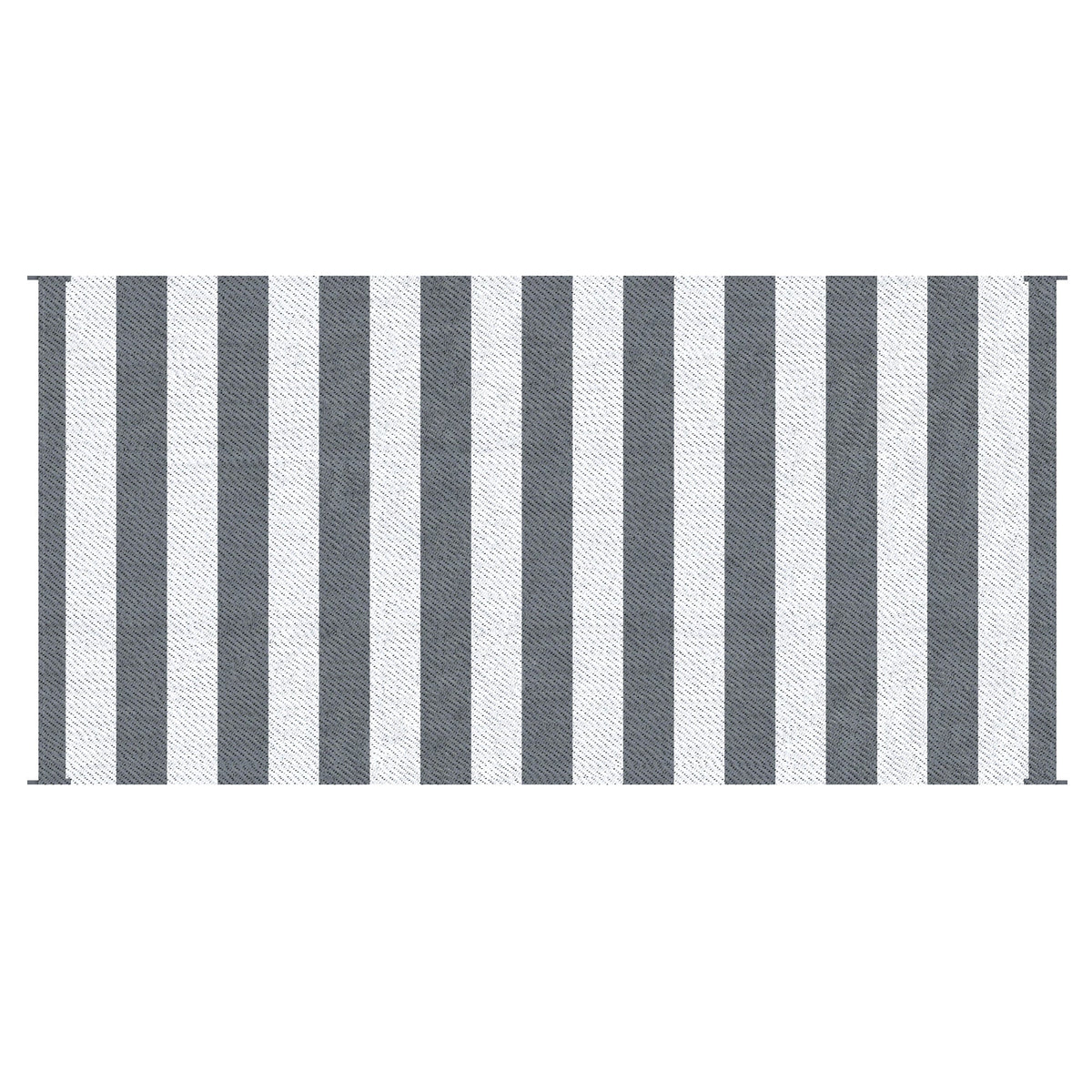 9' x 18' Reversible Outdoor RV Rug with Carry Bag for Backyard, Striped, Grey & White