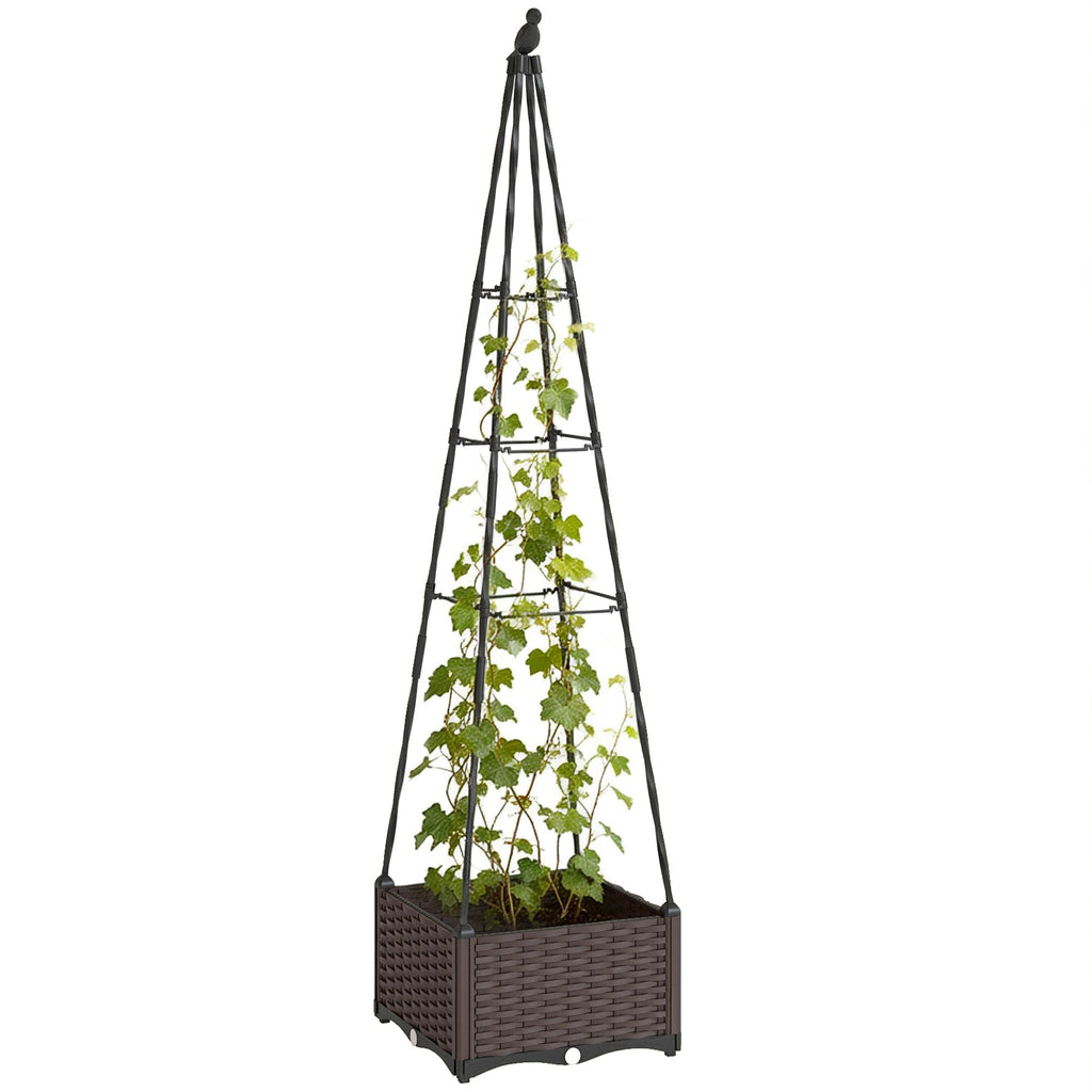 Self Watering Raised Garden Bed with Trellis, 40 x 40 x 175 cm