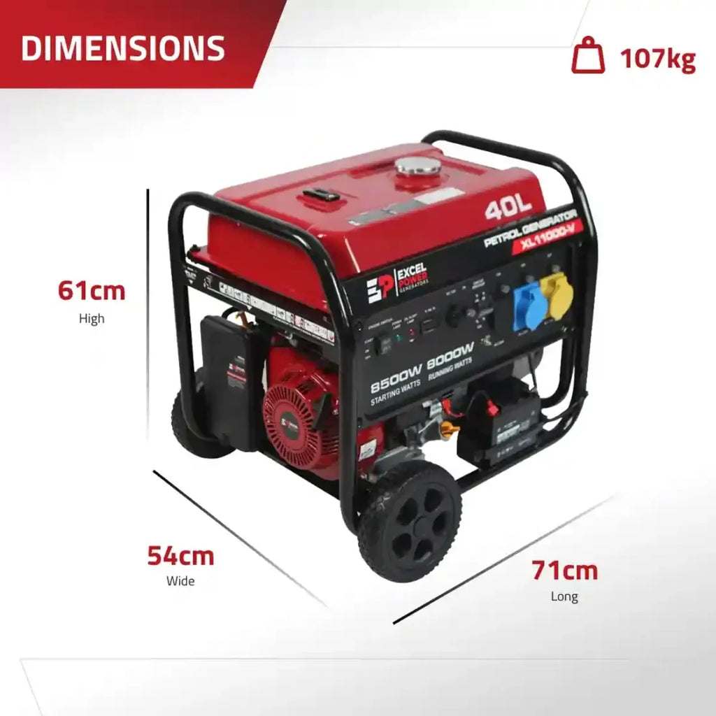 Excel Power XL11000V 8kW Open-Framed Petrol Generator