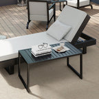 Outdoor Patio Coffee Table with Slatted Tabletop & Adjustable Foot Pads, Black