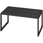 Outdoor Patio Coffee Table with Slatted Tabletop & Adjustable Foot Pads, Black
