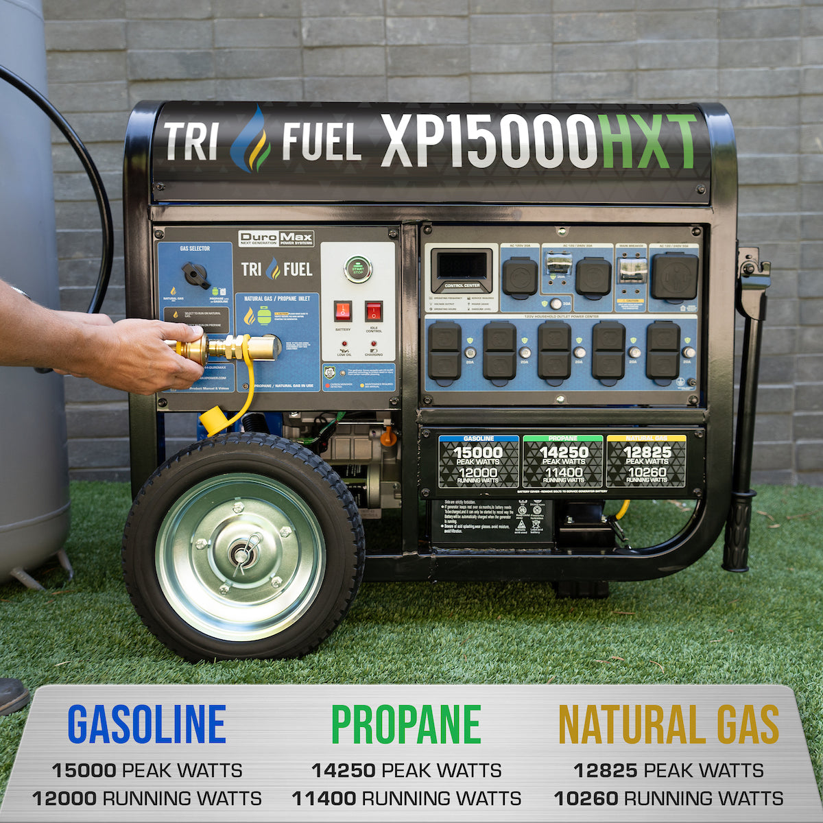 DuroMax XP15000HXT 15,000 Watt Electric Start Tri Fuel Portable Generator