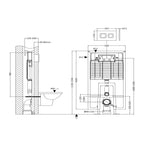 Nio Wall Hung Toilet Frame with Dual Flush Concealed Cistern and Flush Plate