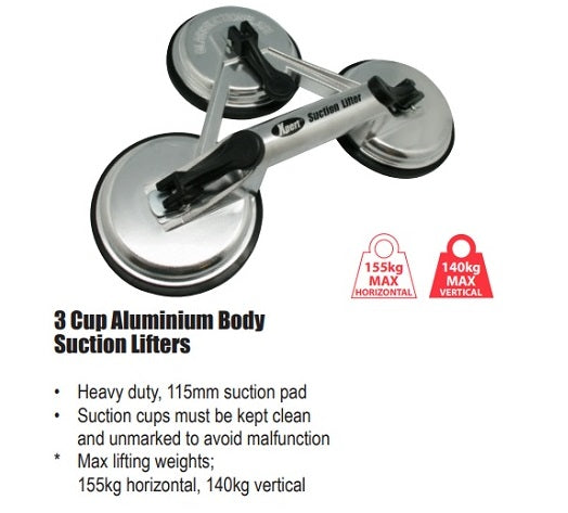 Xpert Glass Suction Plates - Triple Vacuum Sucker Pads