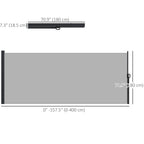 13' x 6' Retractable Side Awning, Full Cassette Privacy Screen, Light Grey