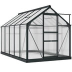BloomGreen 6' x 10' x 6.6' Polycarbonate Greenhouse with Aluminum Frame, Grey
