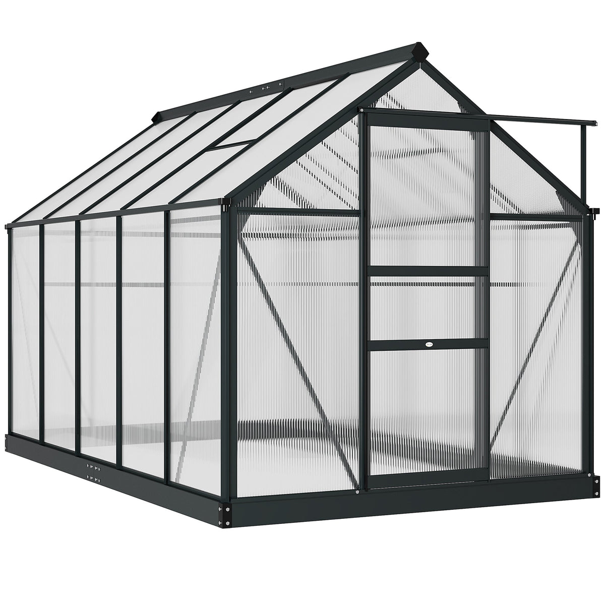 BloomGreen 6' x 10' x 6.6' Polycarbonate Greenhouse with Aluminum Frame, Grey