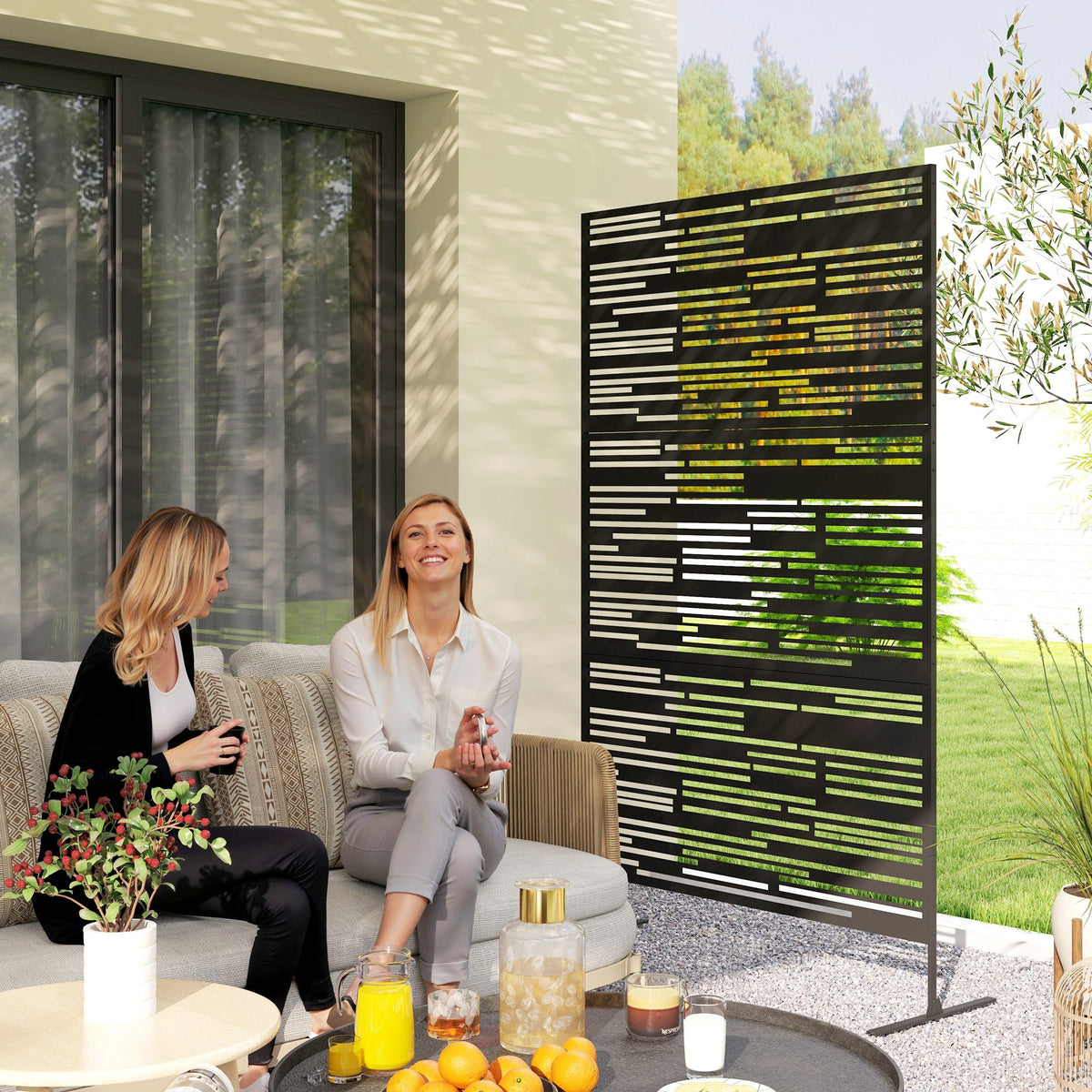 Stylish Garden Privacy Screen with Plant Trellis & Stand