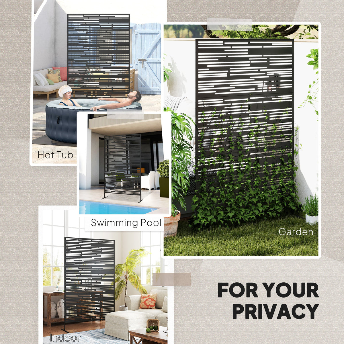 Stylish Garden Privacy Screen with Plant Trellis & Stand