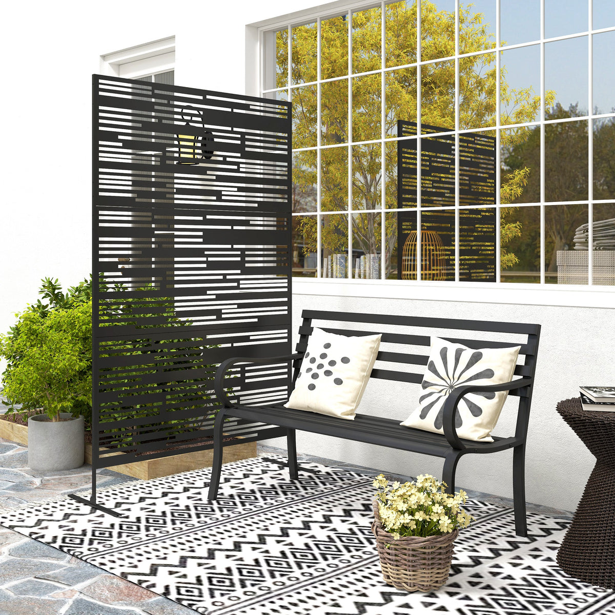 Stylish Garden Privacy Screen with Plant Trellis & Stand