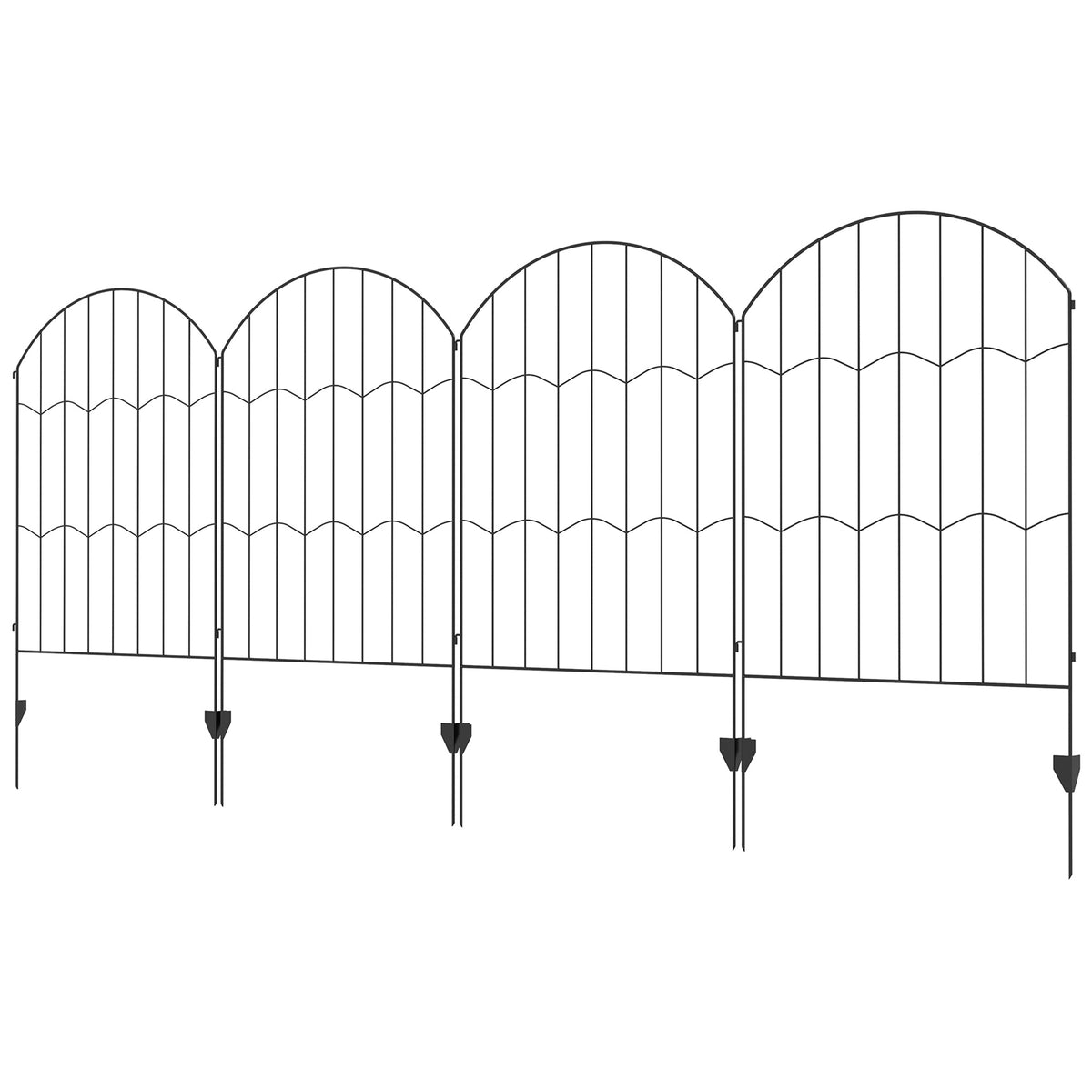 4 Pack Steel Fence Panels, 11.4' L x 43" H, Border Flower Edging for Yard, Wave