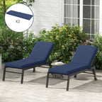2-Pack Patio Chair Cushions with Backrests for Outdoor Lounge, Navy Blue