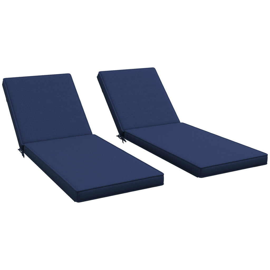 2-Pack Patio Chair Cushions with Backrests for Outdoor Lounge, Navy Blue