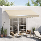 12' x 8' Retractable Patio Awning with Manual Crank, UV & Water-Resistant Fabric and Aluminum Frame, Cream White