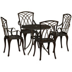 5 Piece Cast Aluminium Garden Dining Set with Parasol Hole, Bronze Tone