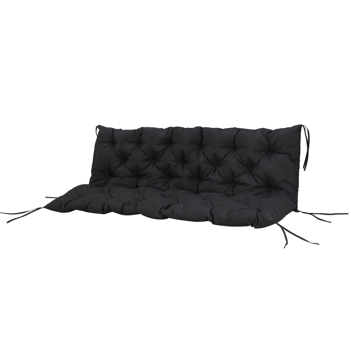 59"x38" Tufted Bench Cushion for Outdoor 3-Seater Furniture, Black