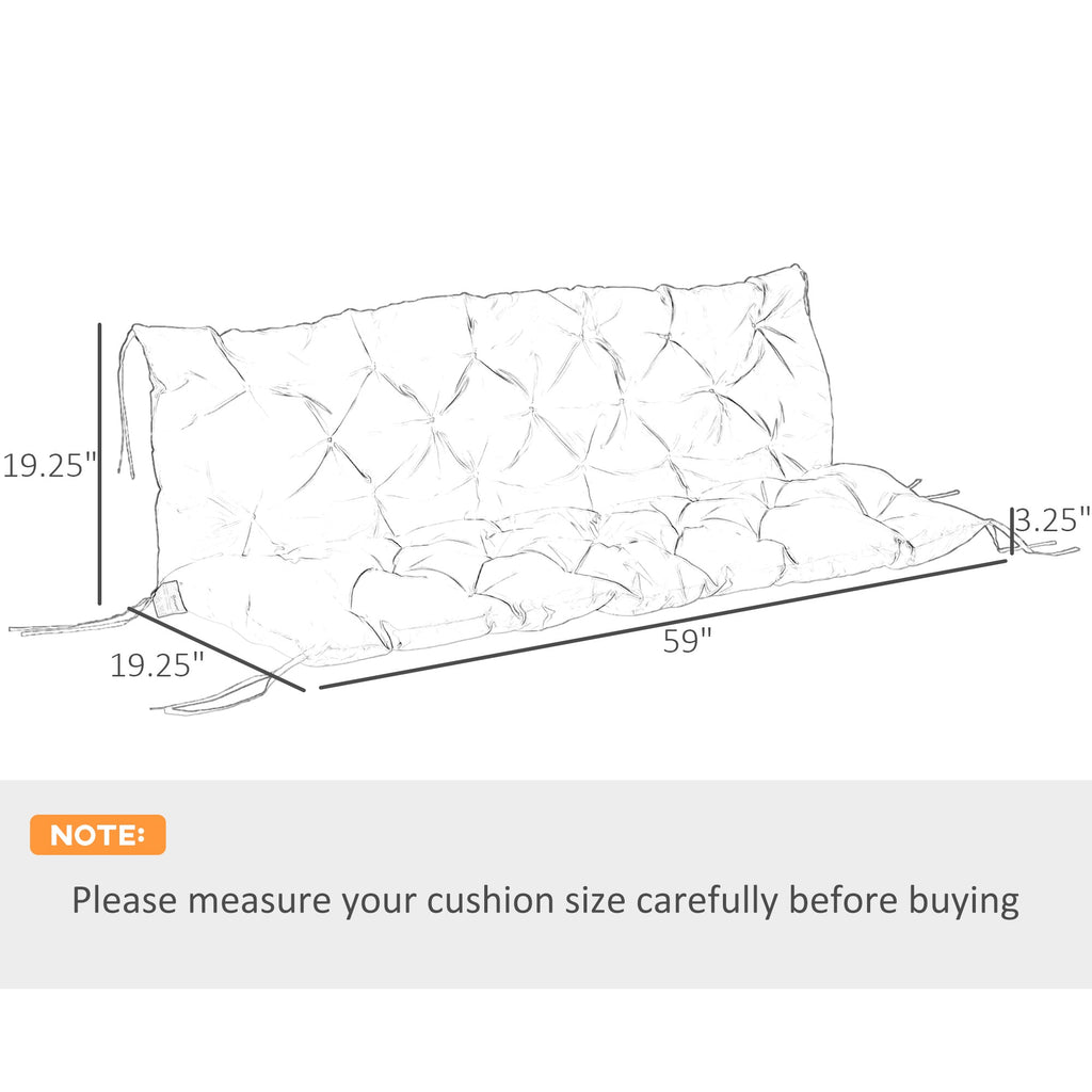 59"x38" Tufted Bench Cushion for Outdoor 3-Seater Furniture, Black