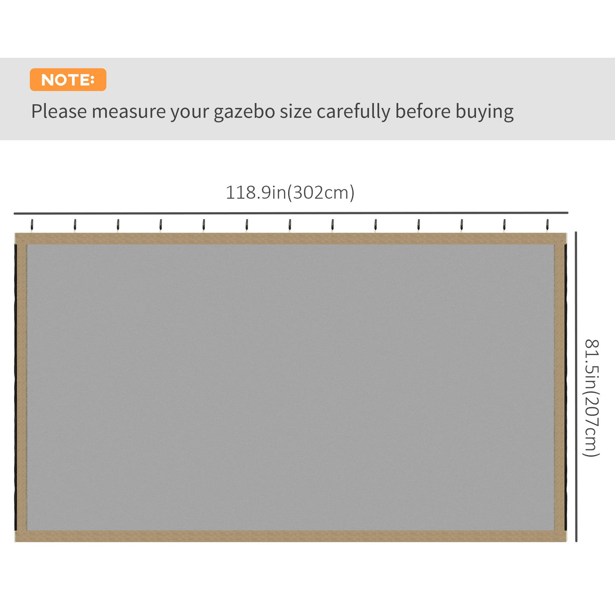 Replacement Mosquito Netting for Gazebo 10' x 10'with Zippers, Khaki