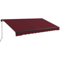12' x 10' Retractable Awning with Manual Crank, 280gsm UV Resistant Fabric and Aluminum Frame, Wine Red