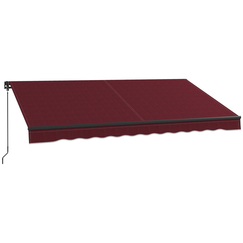 12' x 10' Retractable Awning with Manual Crank, 280gsm UV Resistant Fabric and Aluminum Frame, Wine Red