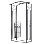 7ft Metal Outdoor Trellis, Arbor Backdrop Stand with Lucky Leaf Clover Doors, Black