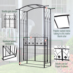 7ft Metal Outdoor Trellis, Arbor Backdrop Stand with Lucky Leaf Clover Doors, Black