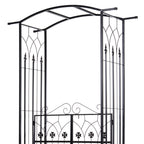 7ft Metal Outdoor Trellis, Arbor Backdrop Stand with Lucky Leaf Clover Doors, Black