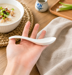 12PK White Ceramic Chinese Soup Spoons Asian Rice Noodle Spoon Kitchen Tableware