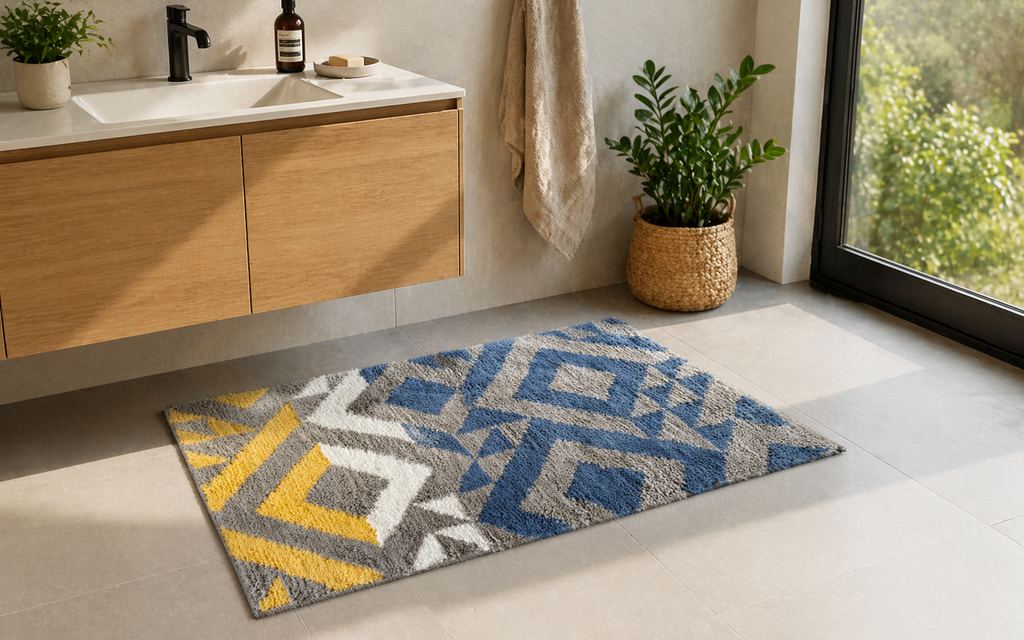 Bathroom Rug Non Slip Bath Mat Soft Absorbent Microfiber Floor Mat 80x50cm
