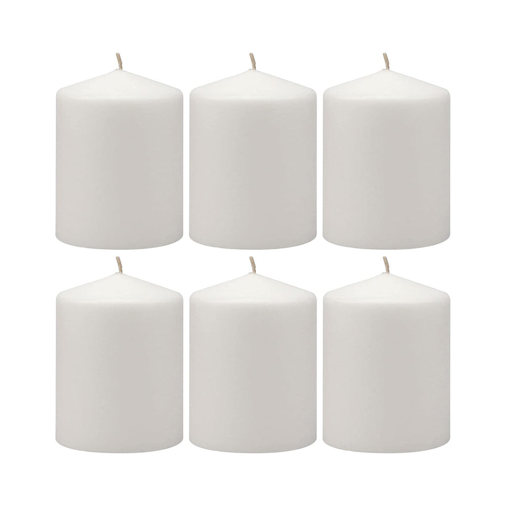 6 x Pillar Candle White Unscented Candles Wedding Party Event Home Décor Restaurant