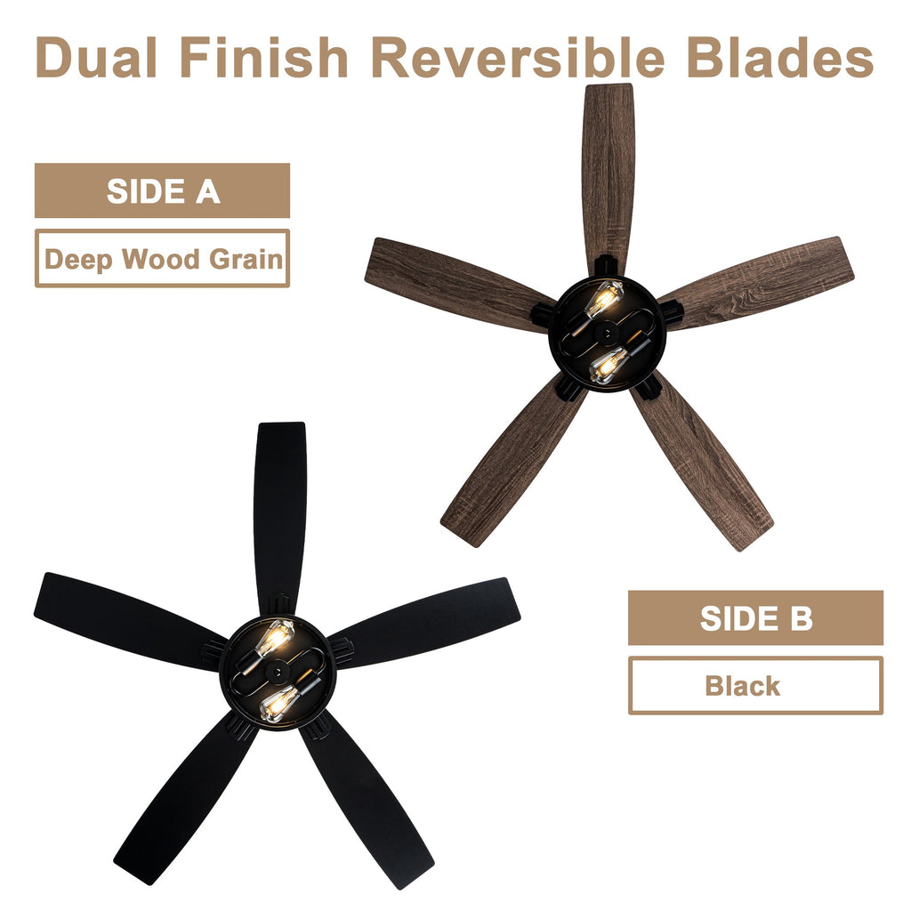 52 Inch Industrial Metal Caged Ceiling Fan with Lights and Remote Control, Silent DC Motor Fan for All Seasons