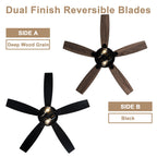 52 Inch Industrial Metal Caged Ceiling Fan with Lights and Remote Control, Silent DC Motor Fan for All Seasons