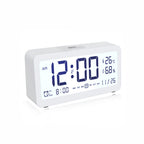 LCD Digital Display Alarm Clock Temperature Time Date Snooze White LED Backlight Clear