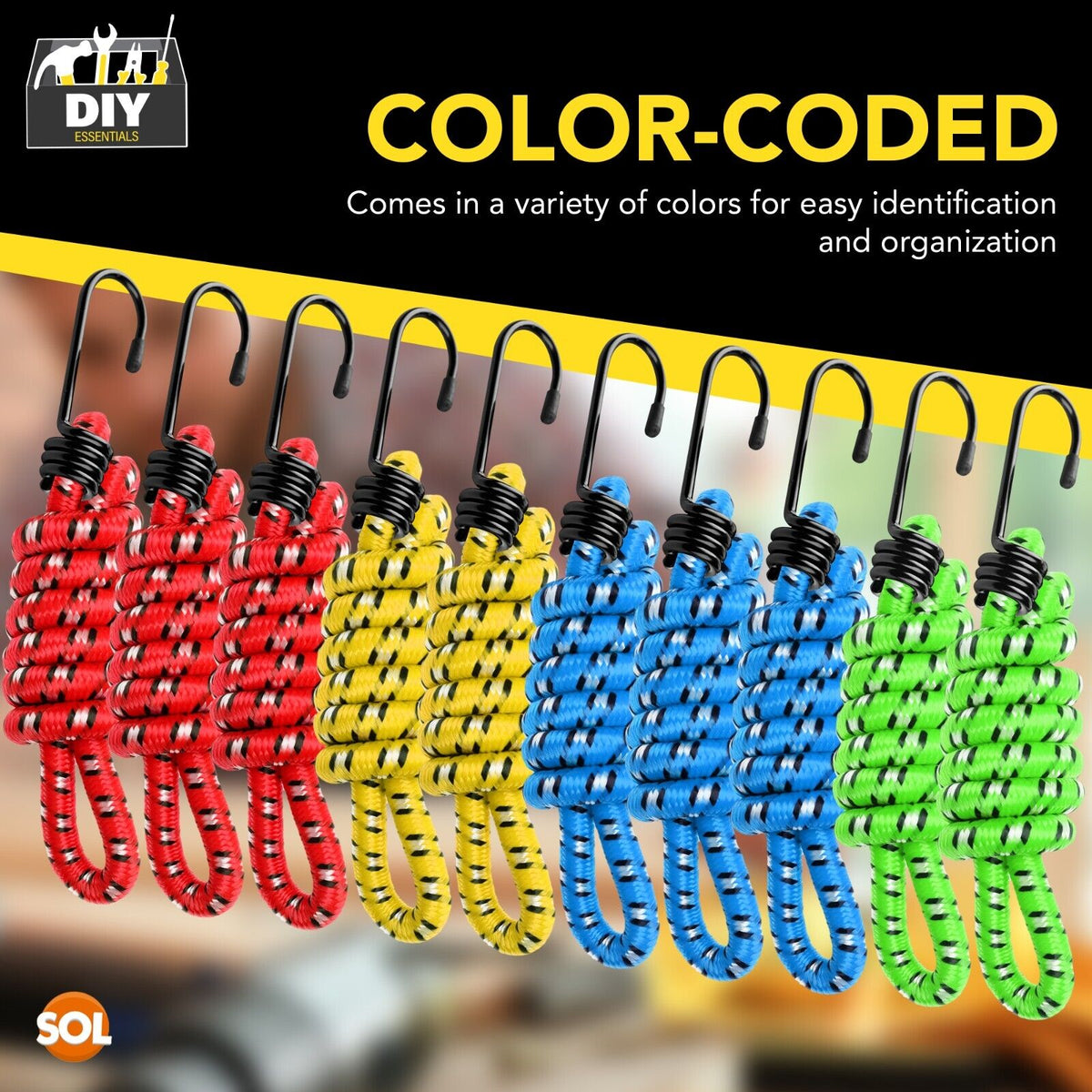 Heavy Duty Bungee Cords 40cmÐ1M | Luggage Straps Hooks | 10 Pack