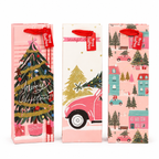 12PK Christmas Wine Bottle Gift Bags Xmas Present Packaging 12x35cm 4 Designs