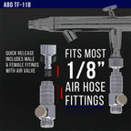 Essential Accessories Kit with 6 ft. Braided Airbrush Hose, Mini Inline Filter, Quick Disconnect, Airflow Adjustment Couplers, and