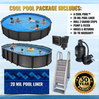 27' Round Cool Pool 54” Salt Friendly Above Ground Round Pool Package w/ In-Pool Step