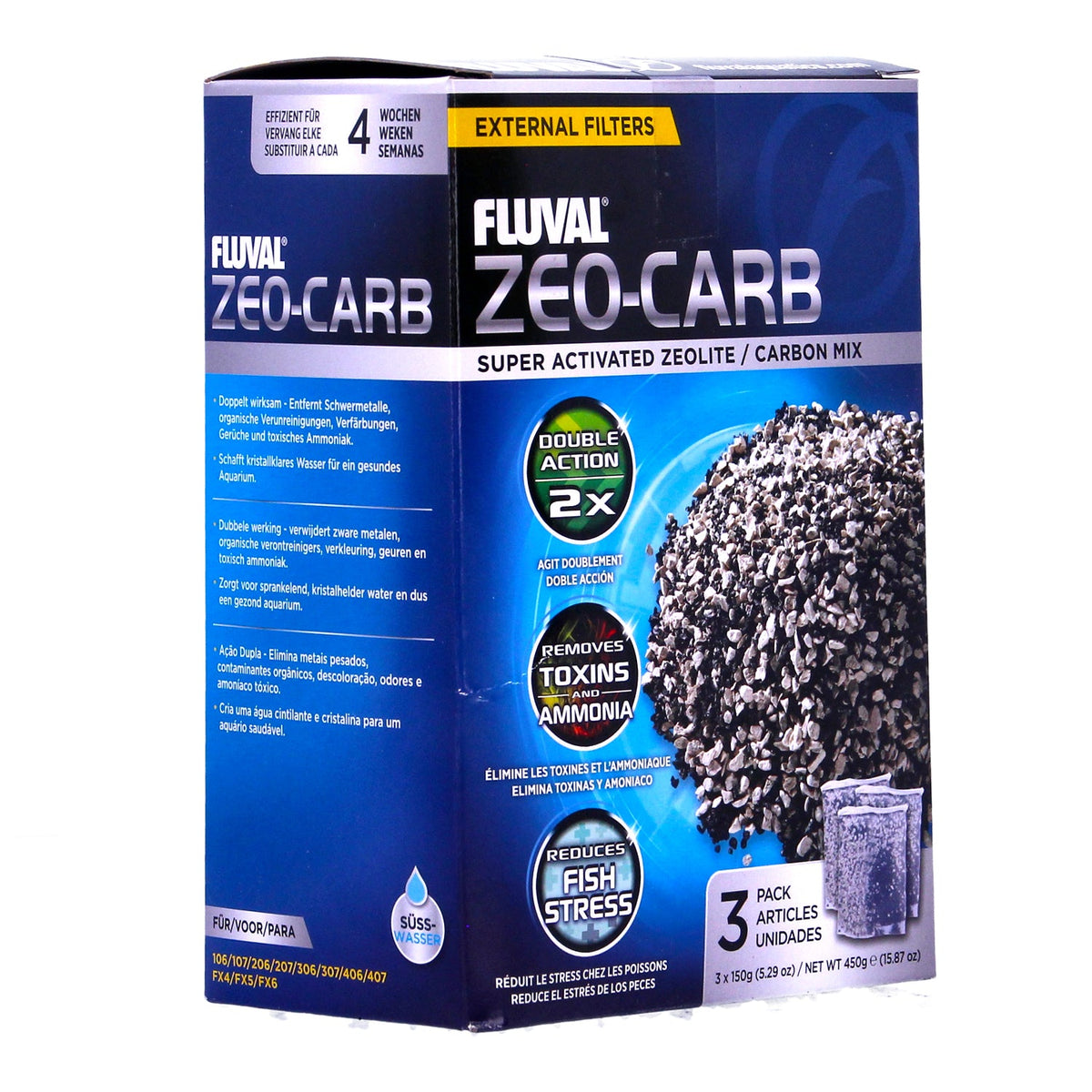 Fluval Zeo-Carb Ammonia & Carbon Filter Media 450g