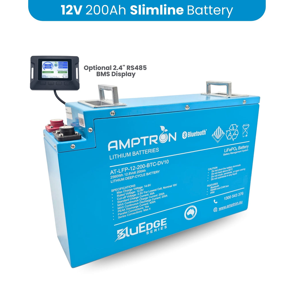 Amptron BluEdge 12V 200Ah Smart Slimline Battery in Aluminium Case