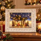 LED Christmas Nativity Light Up Picture Frame Music 6H Timer Xmas Decoration
