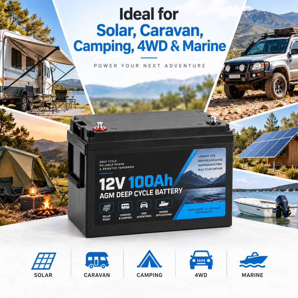 12V 50Ah AGM Deep Cycle Battery – Solar, Caravan & Camping