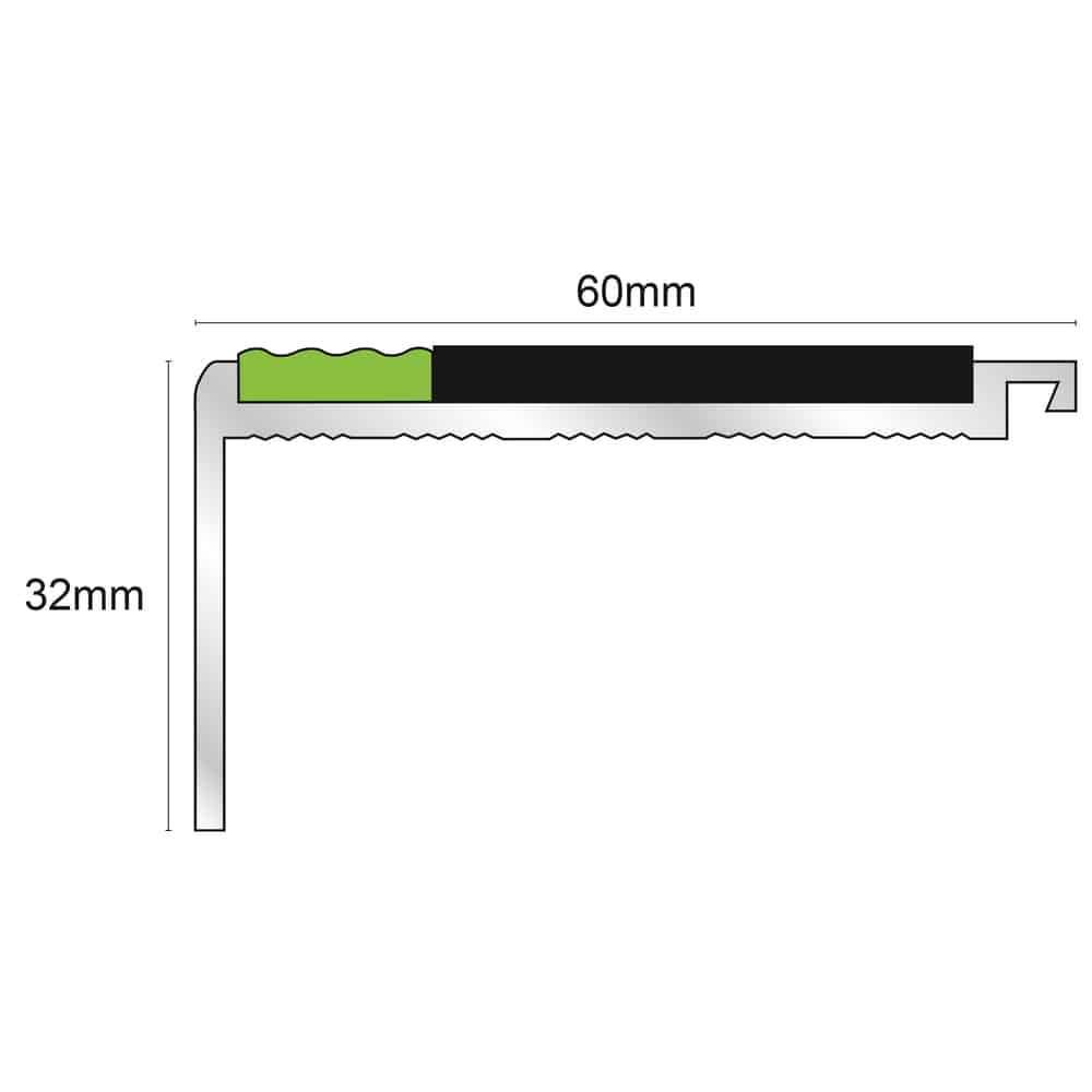 AHD05 60 x 32mm Non Slip Tredsafe Stair Nosing