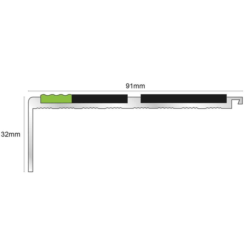 AHD11 91 x 32mm Tredsafe Non Slip Stair Nosing