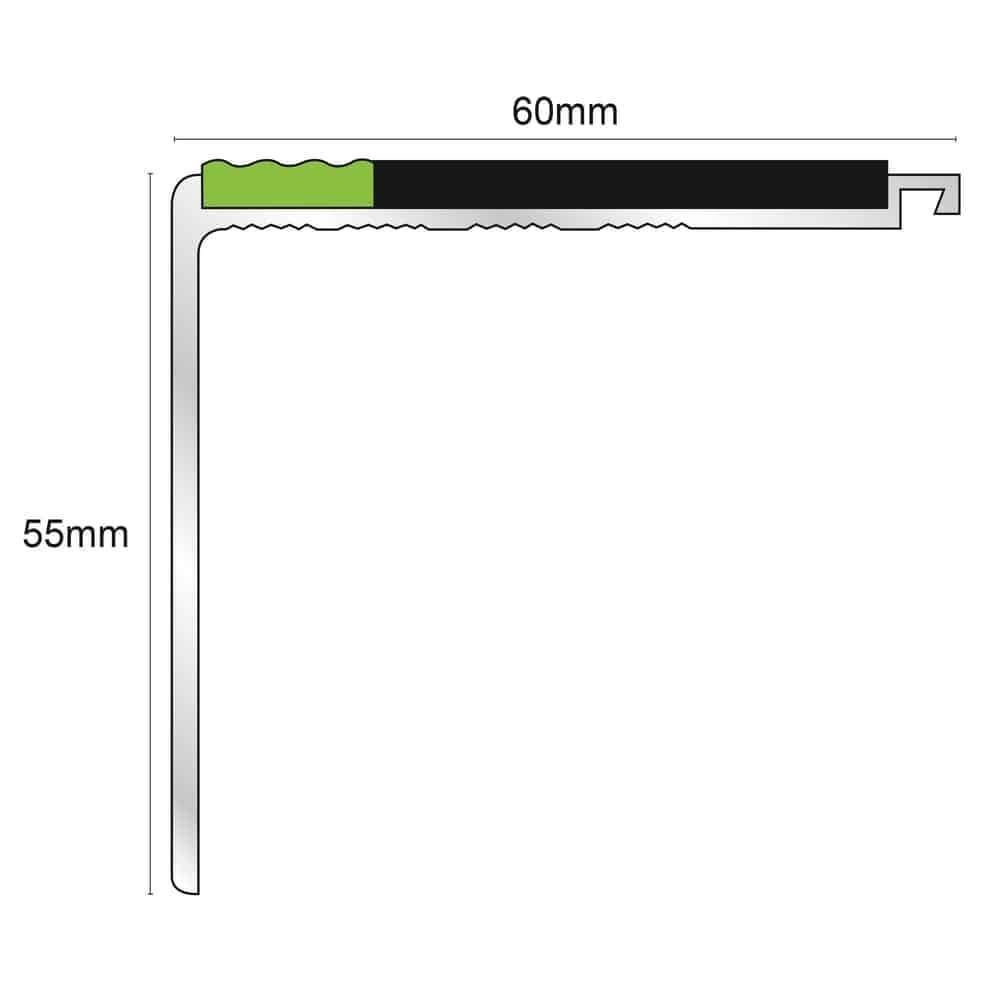 AHD17 60 x 55mm Non Slip Tredsafe DDA Compliant Stair Nosing
